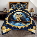 Owl Patchwork Pattern Quilt Set, Animals Quilt Set Style, Owl Nights Patchwork Bedding Bedspread, Owls Bedding Full Queen King Size for Bedroom