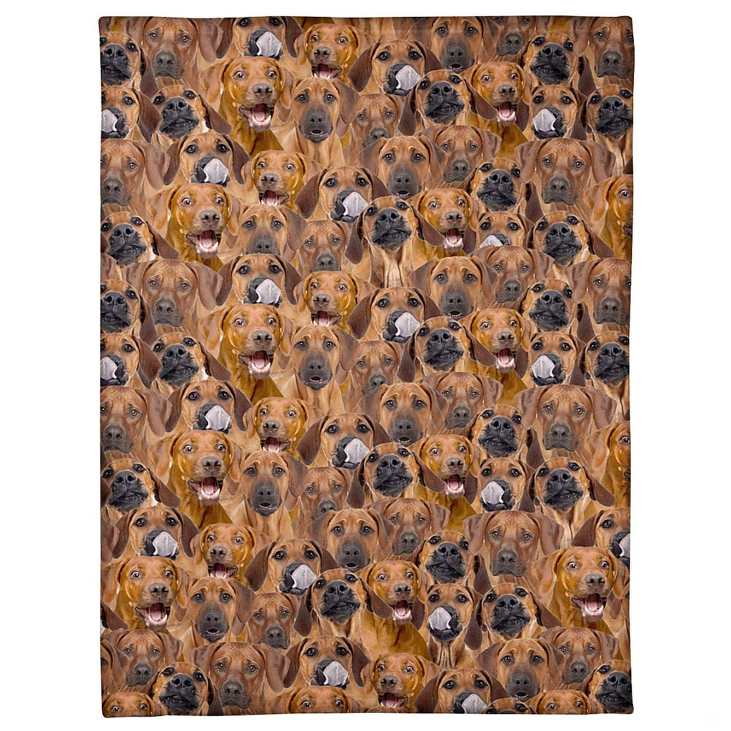 Rhodesian Ridgeback dog breed blanket featuring an all-over photo collage pattern.