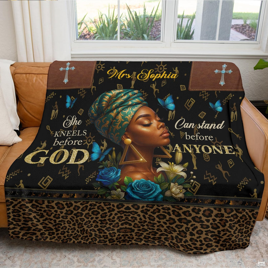 Home interior setting featuring the cultural female art throw blanket.