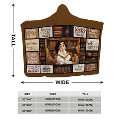 Bedding artwork presenting an illustrated reader with glasses surrounded by antique study shelving and thematic accent tones.