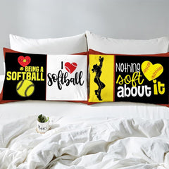 Softball Bedding Set for Softball Lover Ball Sports Theme Bedding Twin Comforter Set Girls Women Bright Teal Yellow Room Decorative Comforter Set - Twin,Queen,King Size Set Bed