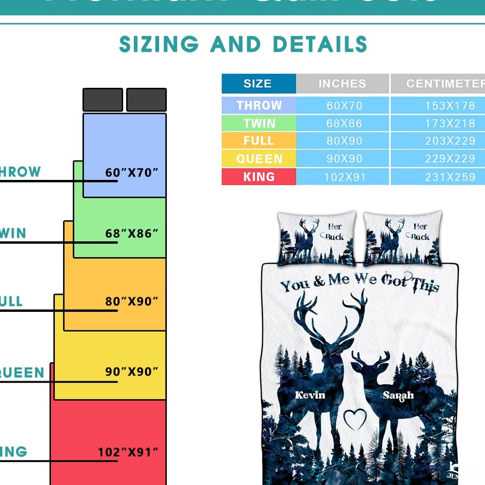 Personalized Deer Silhouettes Facing Each Other Comforter with Buck