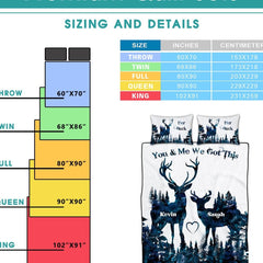 Personalized Deer Silhouettes Facing Each Other Comforter with Buck