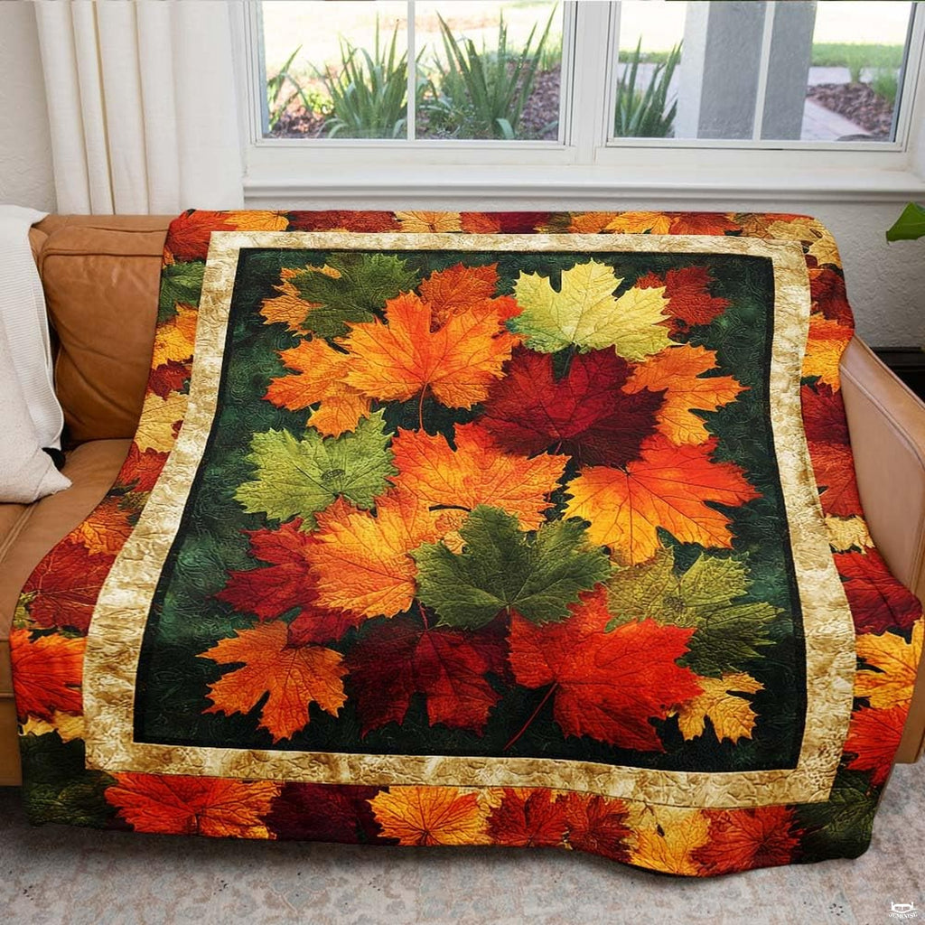 Harvest home decor styling featuring autumn maple leaves throw blanket