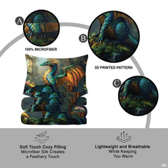 Teal dragon bedding feature infographic
