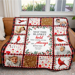 Winter cardinal and evergreen collage design resting on modern indoor seating