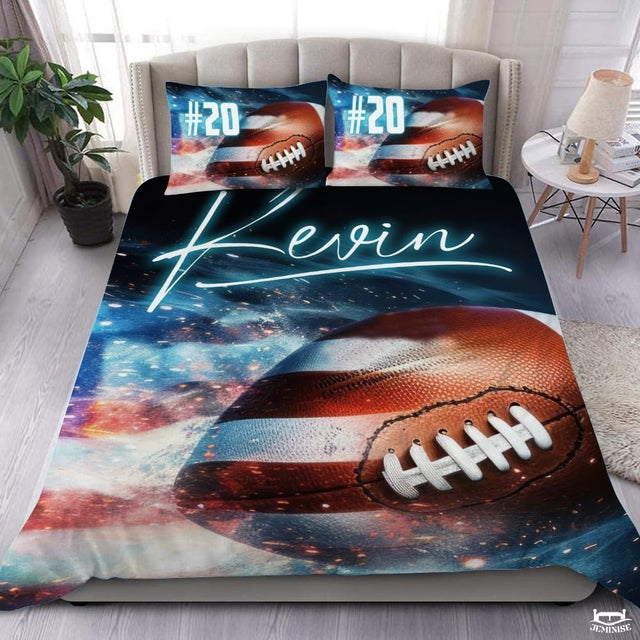 Custom American Football on Cosmic Background Vintage Comforter