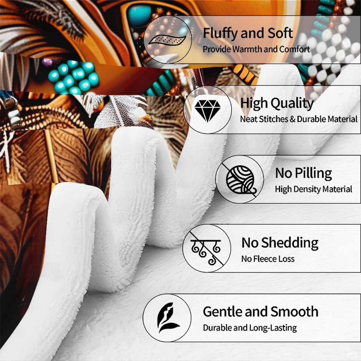 Tribal bald eagle feather medallion throw blanket view 7 highlighting plumage artwork and cabin room styling