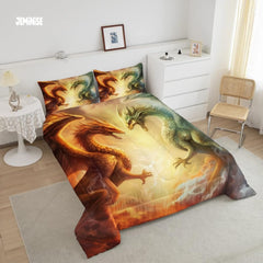 Jeminise Dragon on Cliff Comforter Set, Fantasy Bedding