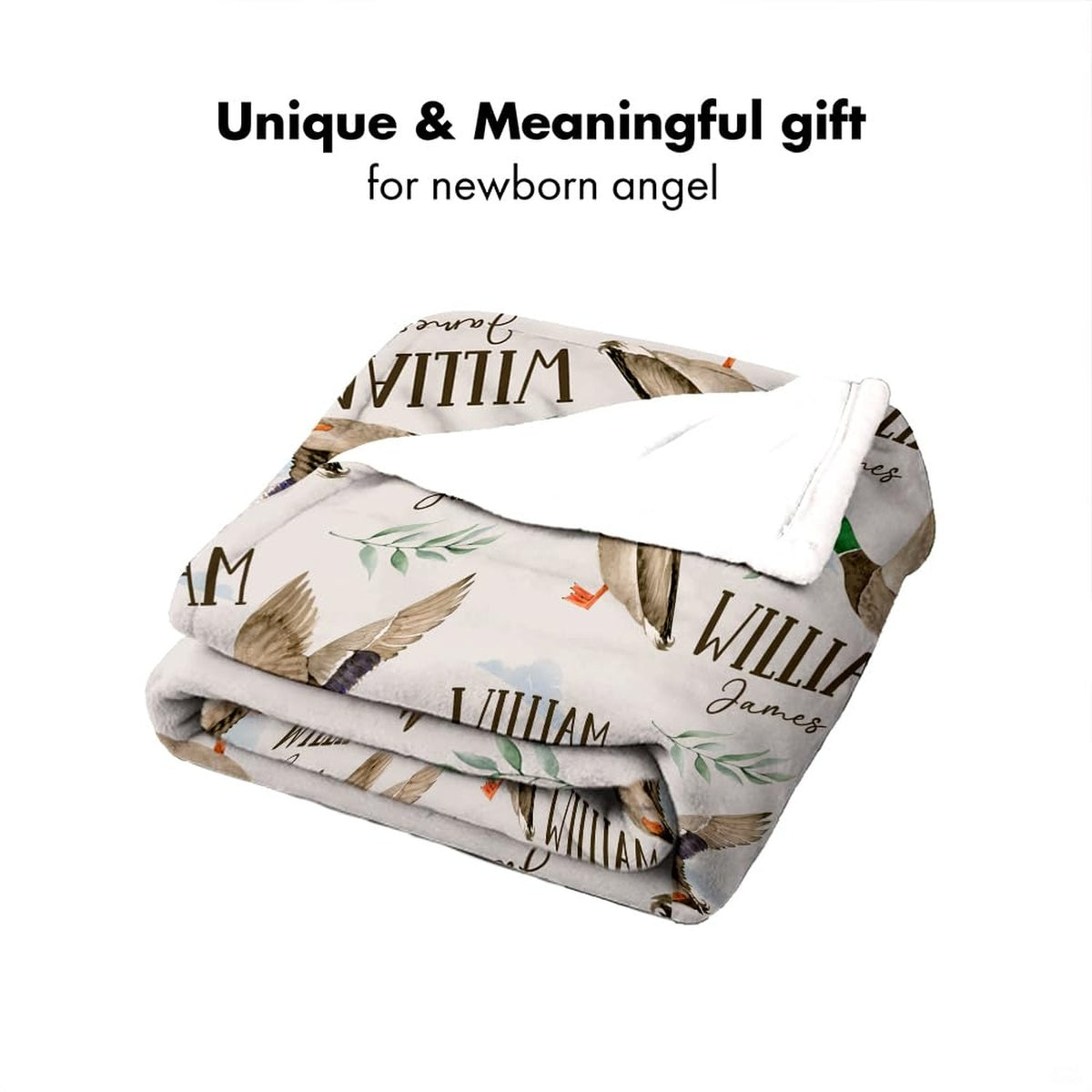 Overhead perspective of mallard duck sheet set artwork with repeating flying and resting wildlife illustrations