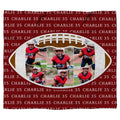 Youth gridiron athletic collage maroon blanket displayed against white background
