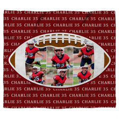 Youth gridiron athletic collage maroon blanket displayed against white background