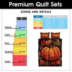 Coordinated pillow sham showcasing carved filigree pumpkin artwork from the autumn harvest bedding set