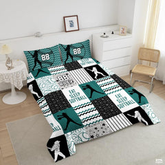 Bright Teal Yellow Softball Comforter Set – Premium Sports Theme Bedding for Girls, Teens & Women Who Love Softball, Offered in Twin, Queen, King Bed Sizes