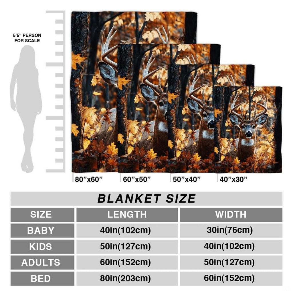 Realistic deer wildlife illustration centered on bedding set decor with dark forest backdrop.