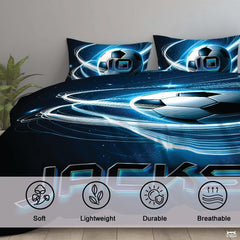 Custom Glowing Soccer Ball Trails Comforter Set, Machine Washable