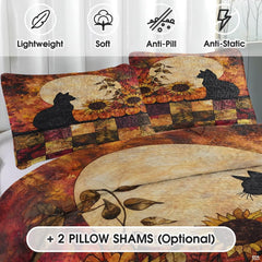 Rustic bedroom styling of copper sienna bedding set arranged on a wooden bed frame with coordinated harvest room decor.