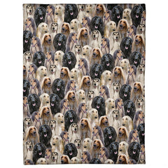 Afghan Hound dog breed blanket featuring an all-over photo collage.