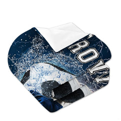 Overhead perspective of soccer bedding arranged across a sports-inspired bedroom mattress