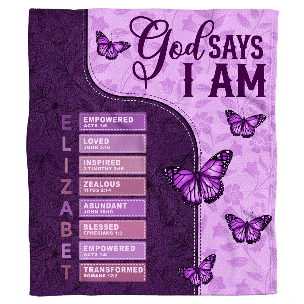 Custom Purple Butterflies Text Blanket, Machine Washable