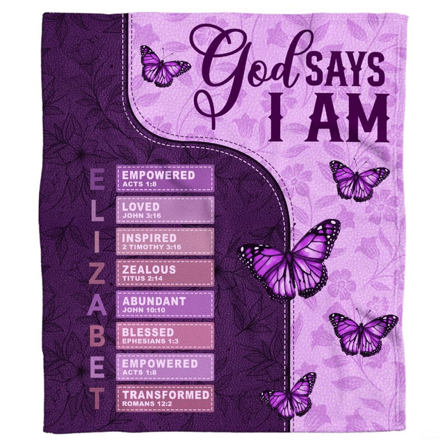 Custom Purple Butterflies Text Blanket, Machine Washable