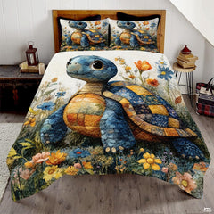 Sea Turtle Pattern Quilt, Animal Patchwork Sea Turtle Quilt Set Patchwork Style, Premium Pattern Quilt Bedspread, Animals Bedding Quilts Gift for Men Women