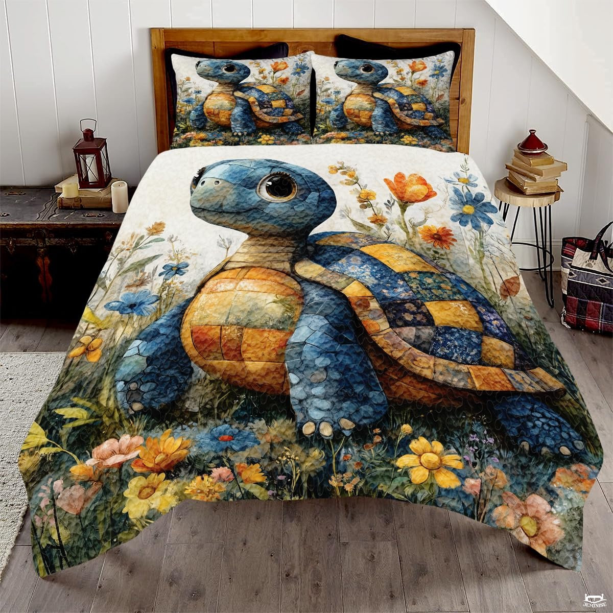 Sea Turtle Pattern Quilt, Animal Patchwork Sea Turtle Quilt Set Patchwork Style, Premium Pattern Quilt Bedspread, Animals Bedding Quilts Gift for Men Women