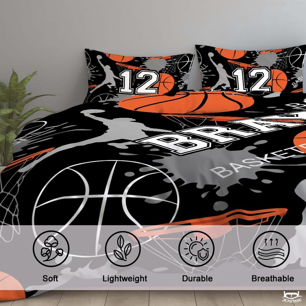 Personalized Basketball Players and Hoops Comforter with Name and Number