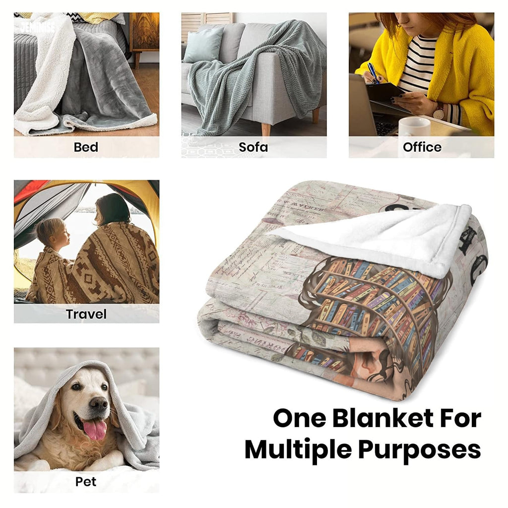 Jeminise Customized Reading Blanket for Book Lovers, Personalized Daughter Gift