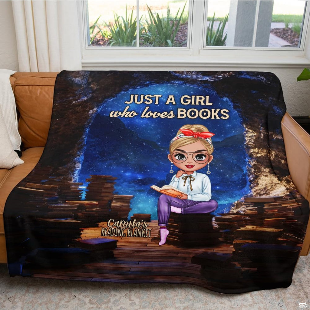 Top-down overhead perspective of the starry night celestial blanket showing full print and borders.