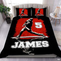 Personalized Baseball Bedding Full Size Flag Custom Name Duvet Cover Set Sport Decor Sports Comforter Bed Set (Red Baseball Player)