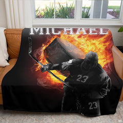 Athletic fiery sports textile styled draped over an armchair in a bright living room near a window.
