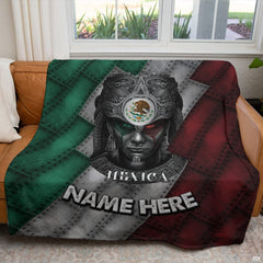 Distressed tricolor industrial steel panel artwork with eagle crest emblem and warrior figure.