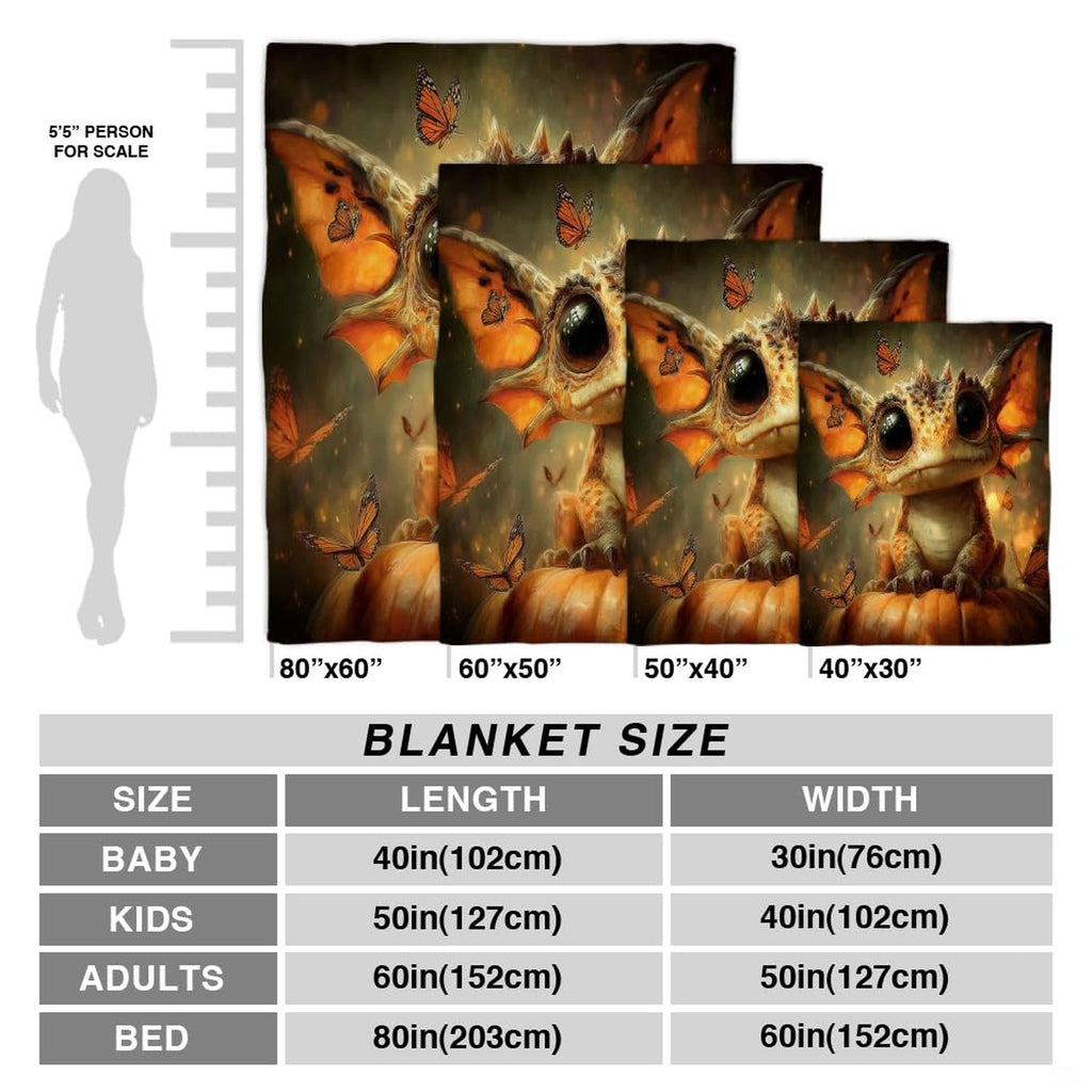 Cute dragon hatchling throw blanket folded neatly on bedroom bench