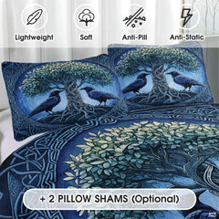 Personalized Yggdrasil Tree of Life with Ravens Quilt Sets