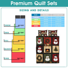 Detailed view of Christmas patchwork bedding with forest green and rustic red plaid squares.