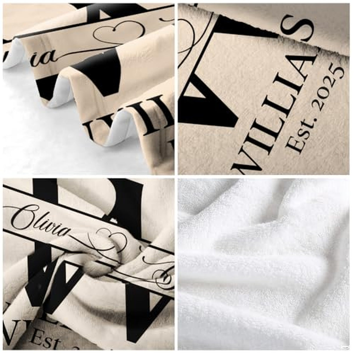 Personalized Photo Couple Blanket with Special Date & Names – Custom Husband Wife Boyfriend Girlfriend Gift – Romantic Throw for Anniversary, Wedding, or Engagement (Monogram Couple)