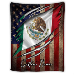 Mexican American ripped flag design with Mexican eagle crest and stars and stripes, view 8.