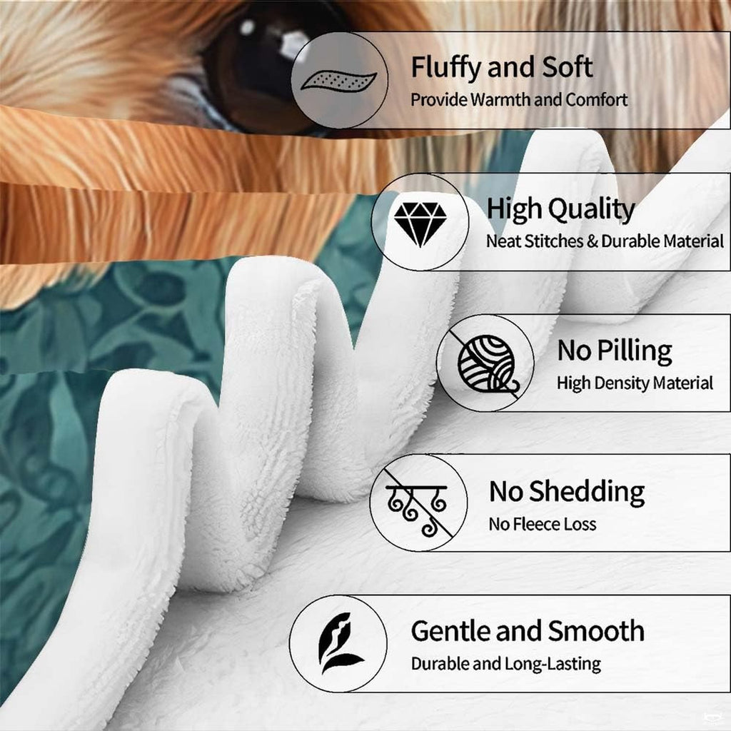 Neatly folded Yorkshire Terrier canine throw blanket revealing clean edge finish and high-clarity pet portrait print
