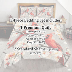 Custom Cardinals on Flowering Branches Quilt with Name