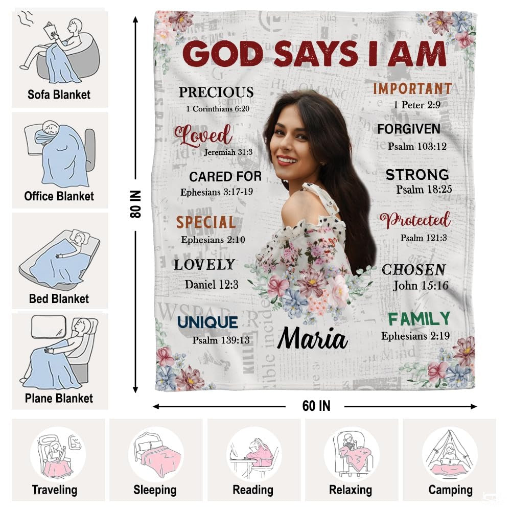 Custom Bible Verse Photo Blanket – Personalized Christian Gift for Her