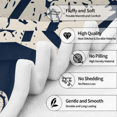 Detailed perspective of distressed antique white volleyball illustrations on navy blue background.