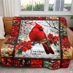 Detailed botanical artwork highlighting bright holly berries, pine needles, and crisp snow accents on bedding.