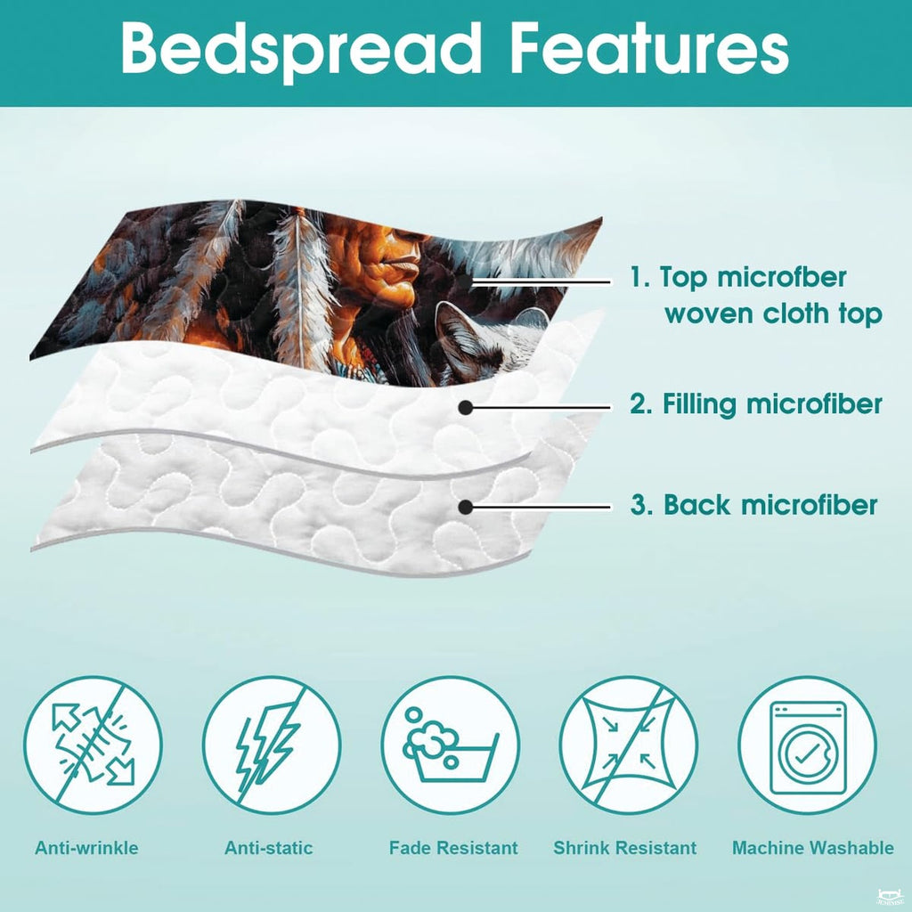 High-angle view of tribal bedding set showing coordinating pillow shams in an elegant cabin bedroom