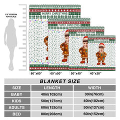Full layout of gingerbread Santa hat graphic and traditional Fair Isle holiday borders
