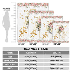 Custom Floral Cross with Butterflies Blanket, Machine Washable