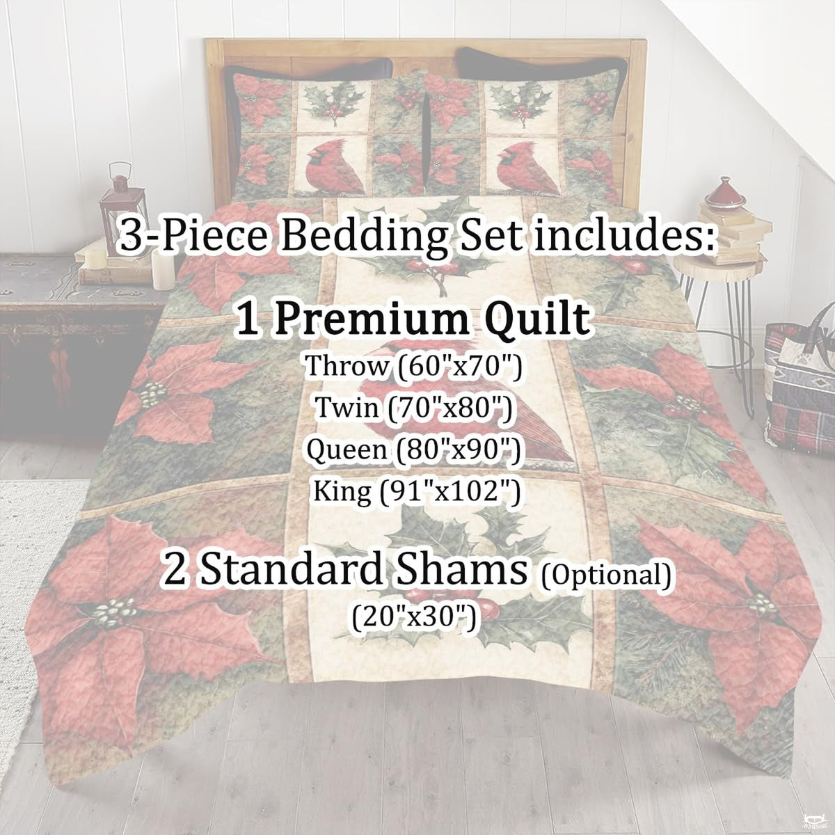 Full room setting featuring midnight woodland cardinal bedding as the centerpiece of a nature inspired room