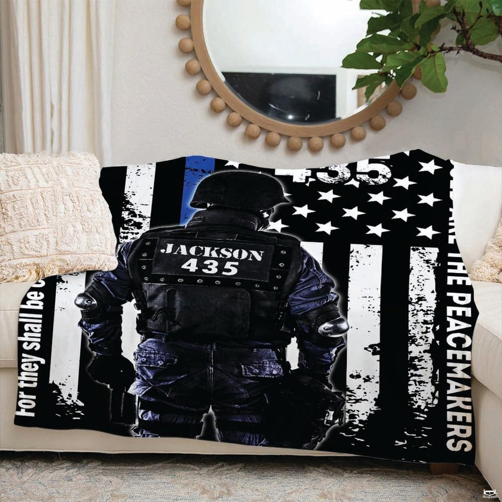 Heroic police tribute graphic with distressed flag stripes and thematic accent-contrast blue center stripe.