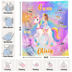 Dimension reference diagram for pastel rainbow unicorn blanket