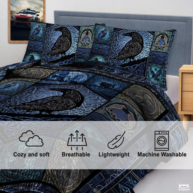 Norse Mythology Raven Within Celtic Knot Frame Quilt